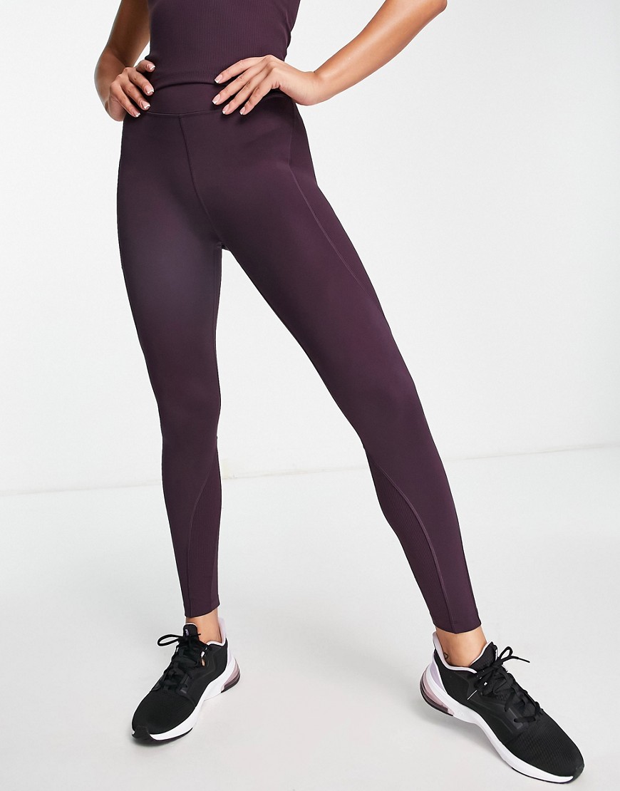 ASOS 4505 rib yoga legging with multi pocket in black-Purple