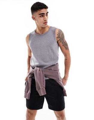 ASOS 4505 ribbed cotton vest with quick dry in grey