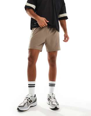 ASOS 4505 ASOS 4505 ripstop running shorts with zip side pockets in taupe grey