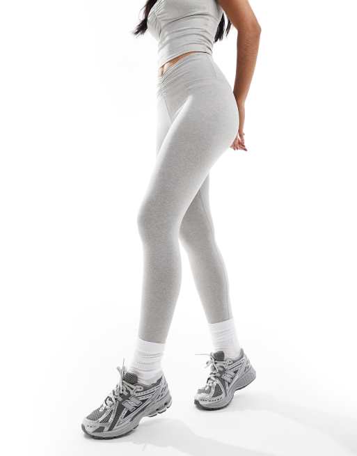 ASOS 4505 ruched front high waist gym leggings in gray heather