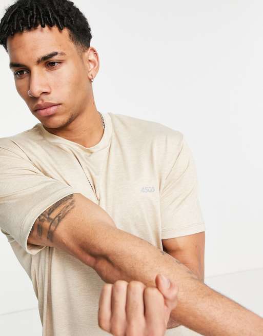 ASOS 4505 - Ruimvallend zacht yogashirt in gemêleerd lichtbeige
