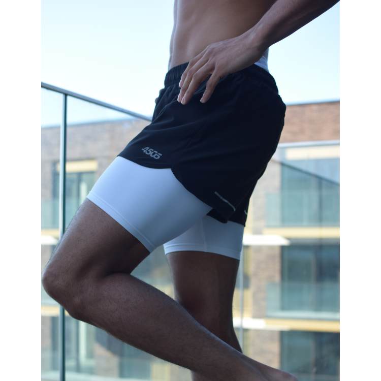 ASOS 4505 running 2 in 1 shorts in black