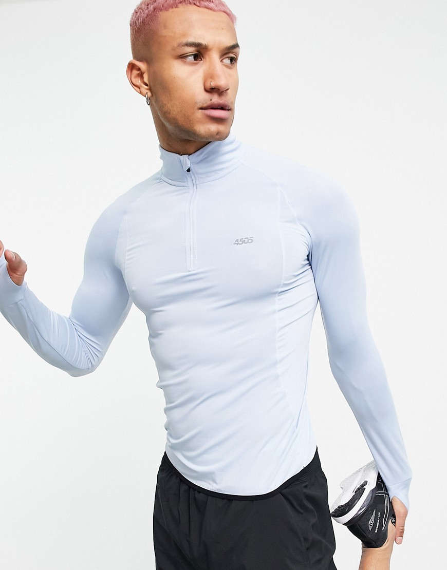 ASOS 4505 running long sleeve t-shirt with 1/4 zip in recycled polyester-Blues