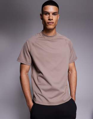 ASOS 4505 ASOS 4505 running performance waffle t-shirt in taupe grey