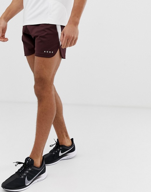 ASOS 4505 running shorts with side stripe and curve hem in burgundy and ...