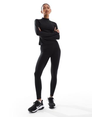 Asos Design 4505 Running Thermal Fleece Lined High Waist Leggings In Black