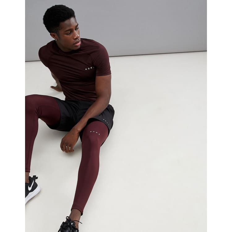 ASOS 4505 base layer tights in burgundy marl