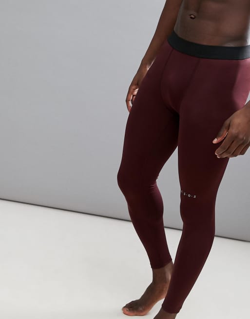 ASOS 4505 base layer tights in burgundy marl