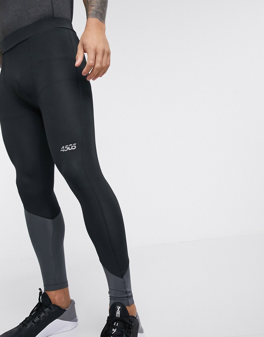 ASOS 4505 running tights with contrast panel-Black
