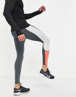 ASOS 4505 running tights with contrast panel-Grey