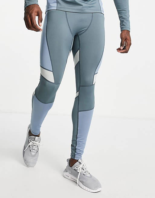 Men running tights with contrast panels 