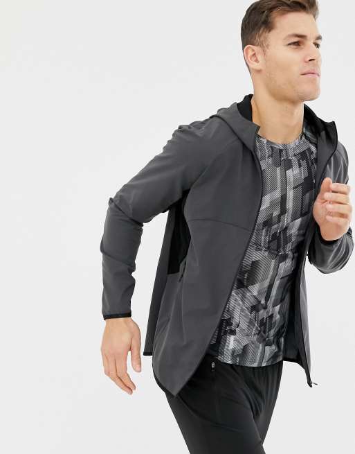 ASOS 4505 running windbreaker in charcoal reflective