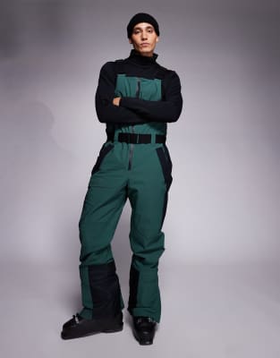 ASOS 4505 - Salopette de ski isolante et déperlante - Noir et vert-Multicolore