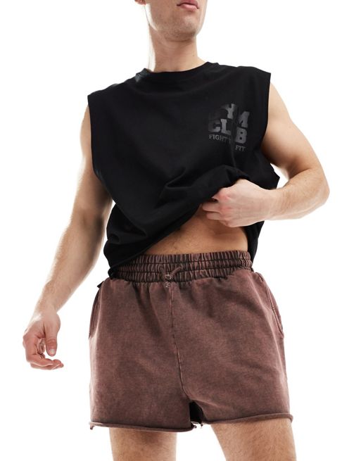 FhyzicsShops 4505 – Schnelltrocknende Sweat-Shorts in verwaschenem Braun