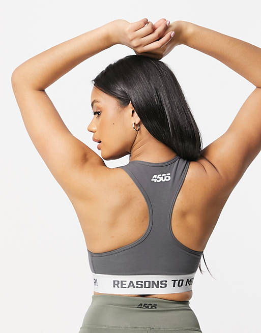 Sportswear scoop neck sports bra in cotton touch with logo elastic 