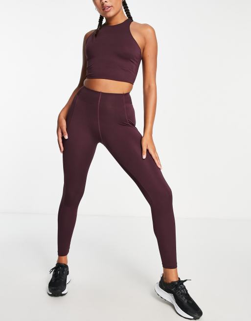 ASOS 4505 base layer tights in burgundy marl