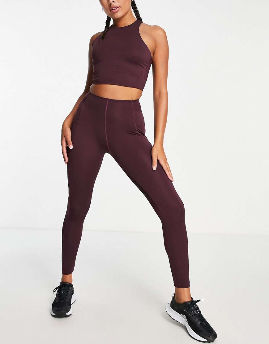 ASOS 4505 sculpt leggings with bonded waist-Red