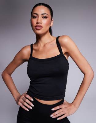 Asos 4505 Seamless Active Vest With Inner Bra And Removable Padding In Black