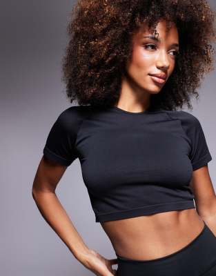 Asos Design 4505 Seamless Contour Cropped Baby T-shirt In Black