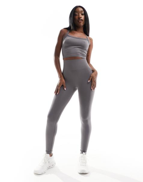 ASOS 4505 Curve Icon seamless ribbed gym legging in washed gray