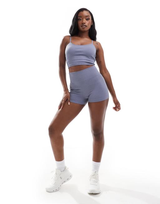 ASOS 4505 seamless double rib co-ord set in slate blue