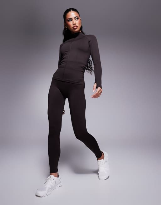 ASOS 4505 seamless gym set in cocoa brown
