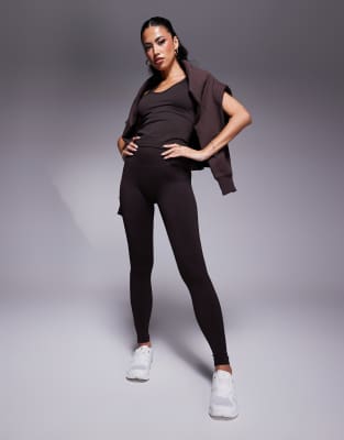 Asos Design 4505 Seamless High Waist Gym Legging In Cocoa Brown
