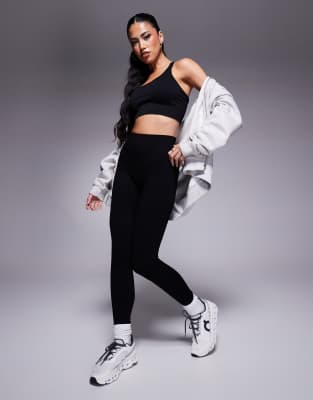 Asos Design 4505 Icon Seamless Ribbed Gym Leggings In Navy-neutral In Black