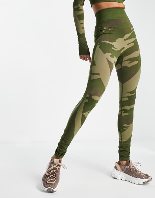 Green Seamless Camo Gym Legging