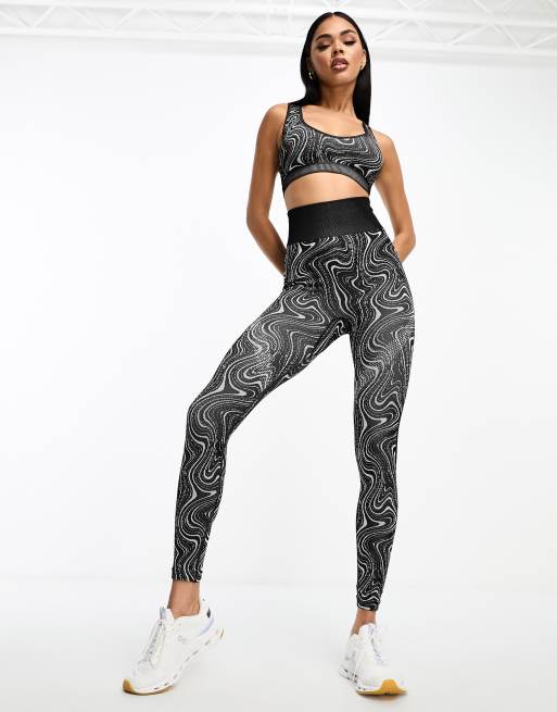 ASOS 4505 Hourglass 7/8 gym leggings in animal gloss black