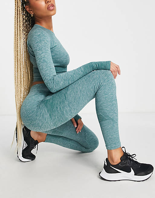 ASOS 4505 seamless legging with sculpting panels in green