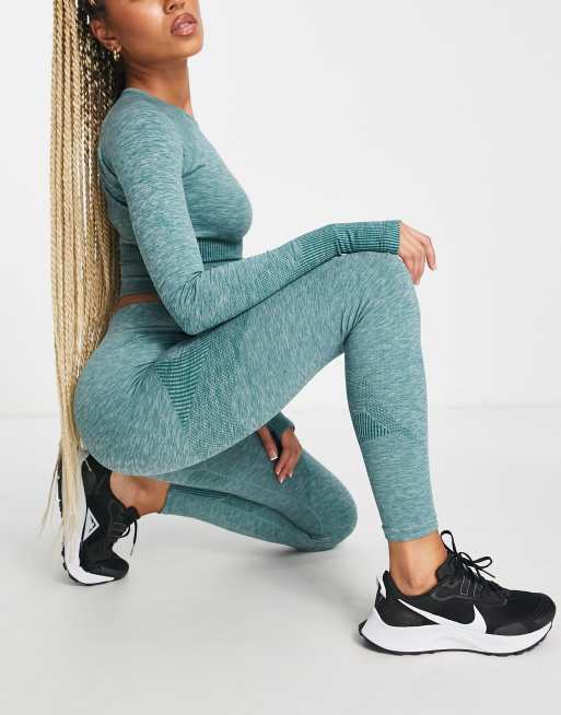 ASOS 4505 WB Petite Seamless sculpting leggings and long sleeve top in mid  green