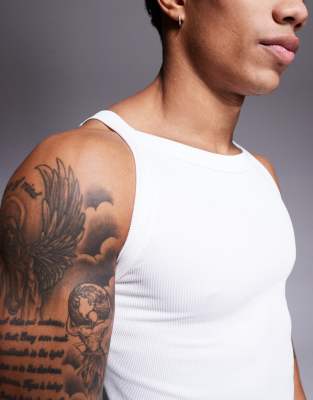 ASOS 4505 SEAMLESS RIBBED SQUARE NECK MUSCLE TANK TOP