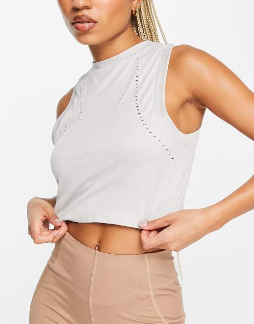 Khaki Seamless Contour Ribbed Sleeveless Crop Top