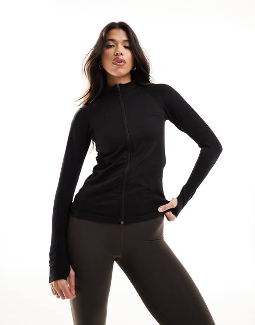 ASOS 4505 Maternity seamless zip through training long sleeve top