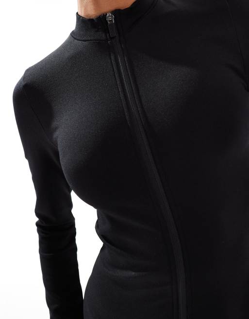 ASOS 4505 seamless zipper front all-in-one in black | ASOS