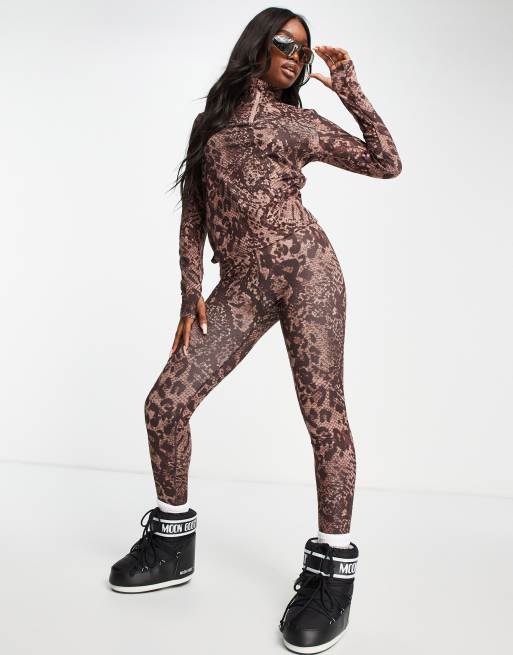 ASOS 4505 ski base layer legging in thermal brushed animal print