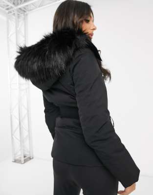 ski jacket with faux fur hood