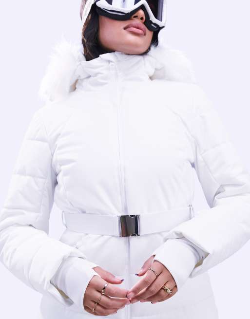 ASOS 4505 Tall ski belted jacket with faux fur hood - ShopStyle