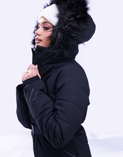 Faux fur ski jackets for women