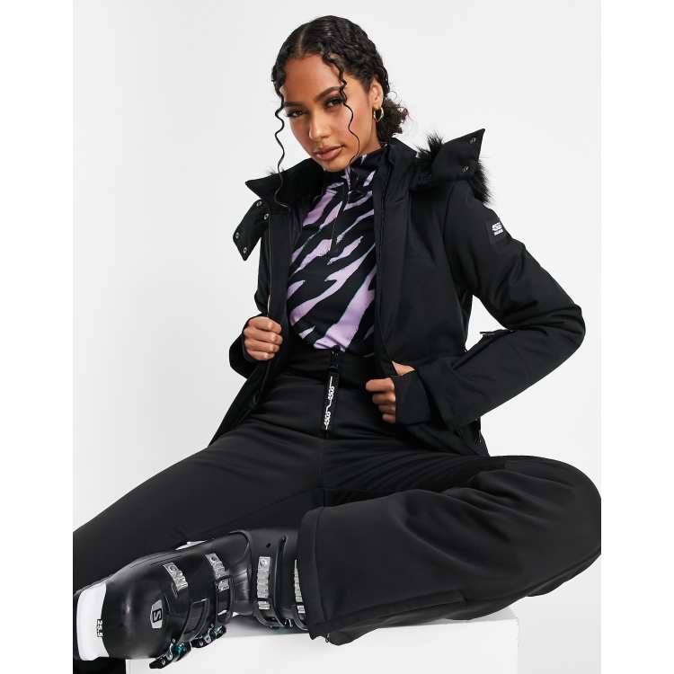 ASOS 4505 ski belted jacket with faux fur hood