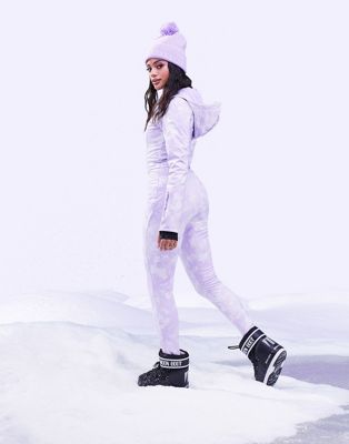 Asos Design 4505 Ski Belted Ski Suit With Skinny Leg And Hood-multi