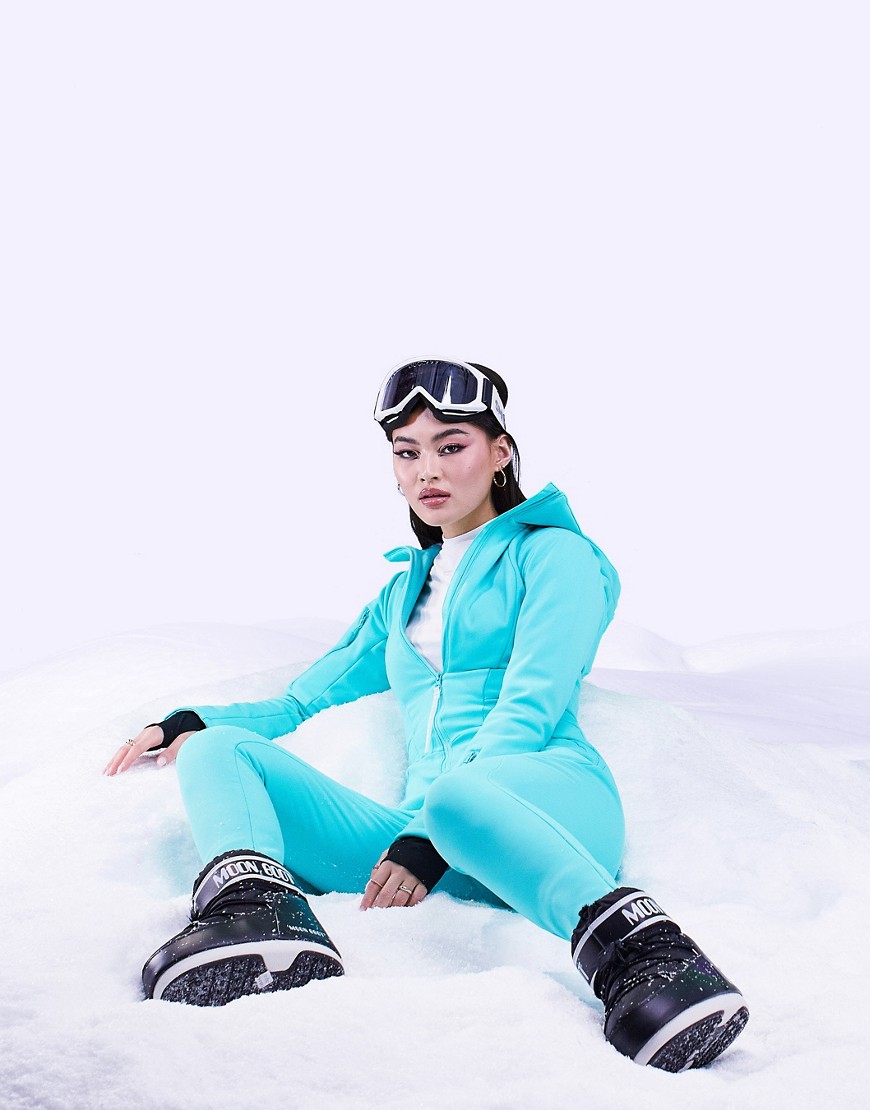 Asos Design 4505 Ski Belted Ski Suit With Skinny Leg And Hood-pink