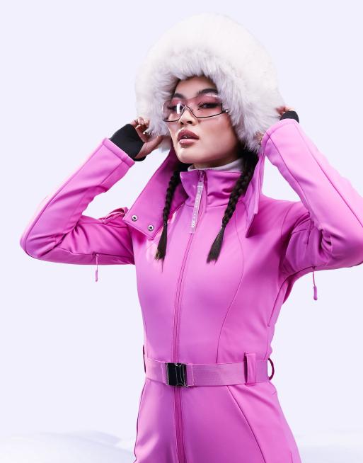 ASOS 4505 ski belted ski suit with skinny leg and hood