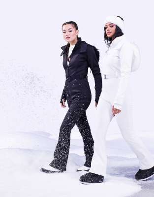 ASOS 4505 Tall ski belted all in one with faux fur hood