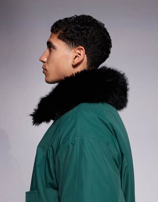 ASOS 4505 Ski bomber jacket with faux fur collar in green, 4 of 5