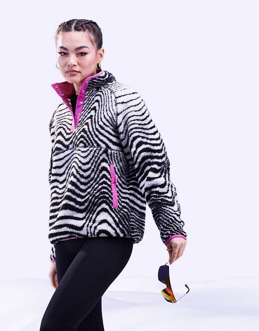 4505 ski borg sweat in mono swirl print with contrast trim-Multi