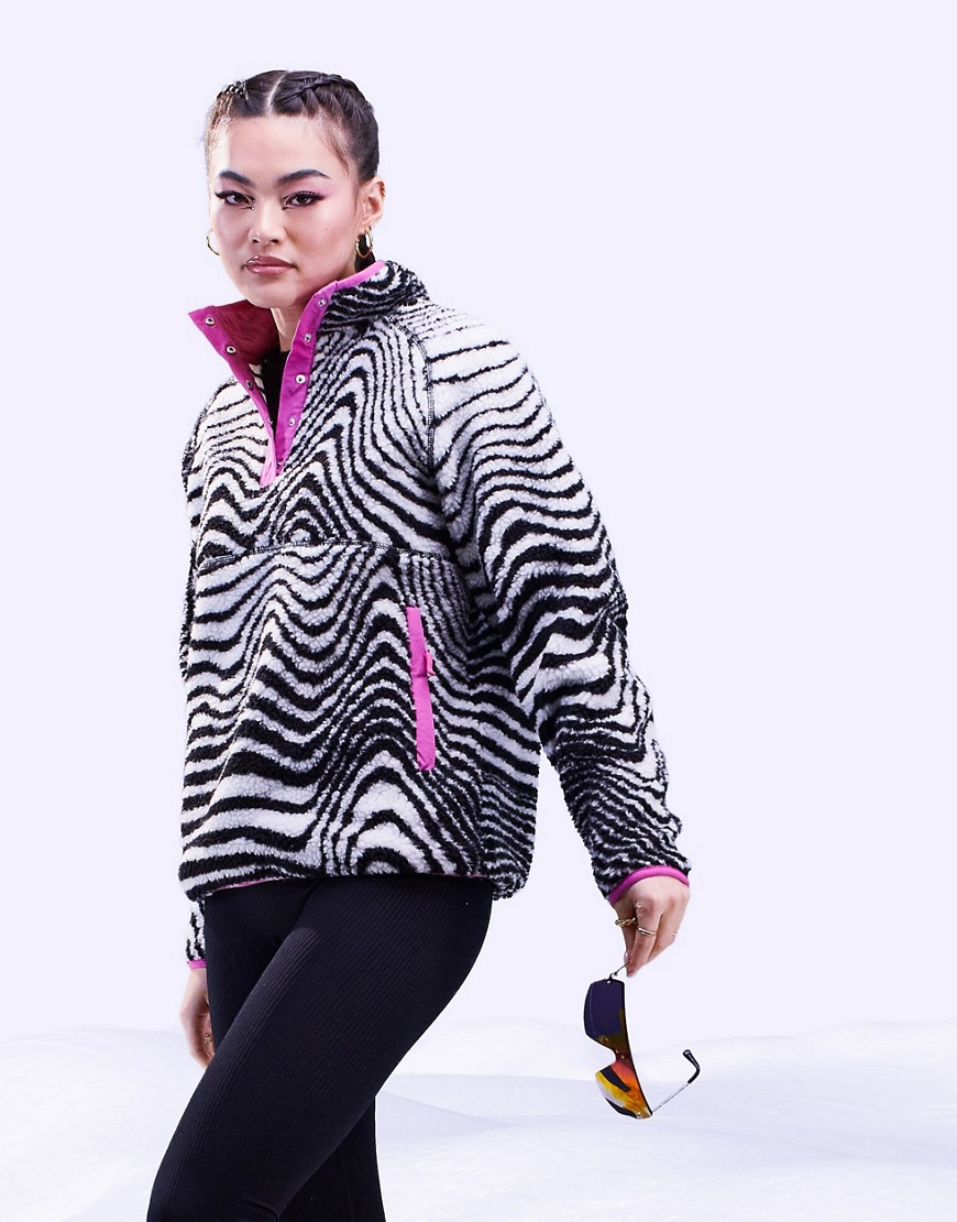 ASOS 4505 ski borg sweat in mono swirl print with contrast trim-Multi