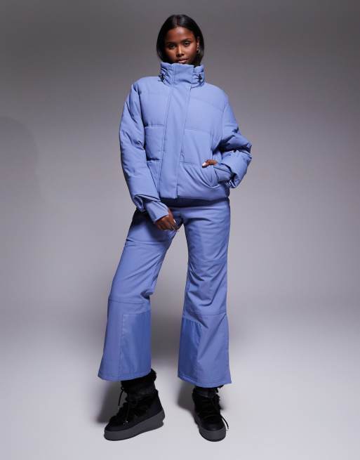 ASOS 4505 Ski boxy fit puffer ski jacket in chalk blue