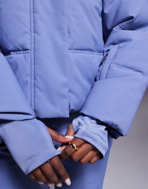 ASOS 4505 Ski boxy fit puffer ski jacket in chalk blue